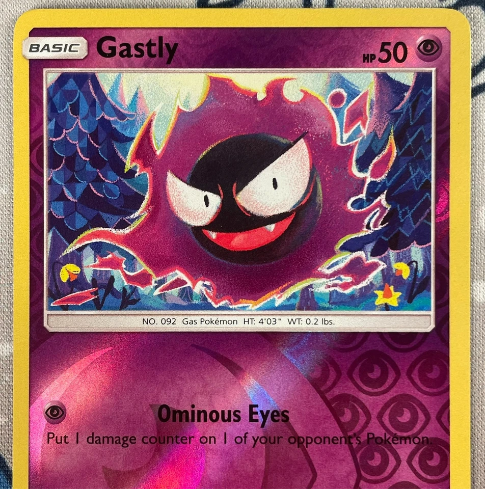 Gastly 36/111 Reverse Holo Sun & Moon Crimson Invasion Pokemon Card 2017 LP - Image 2 of 3