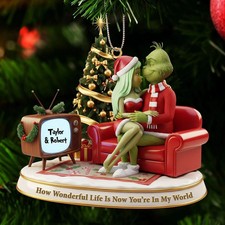 Personalized Funny Couple 2D Flat Ornament, Christmas Keepsake Naughty Ornament