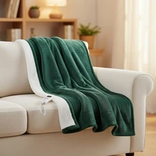 Soft Sherpa Electric Heated Blanket Throw - 10-Hour Auto Shut-Off, 50x60 Inches