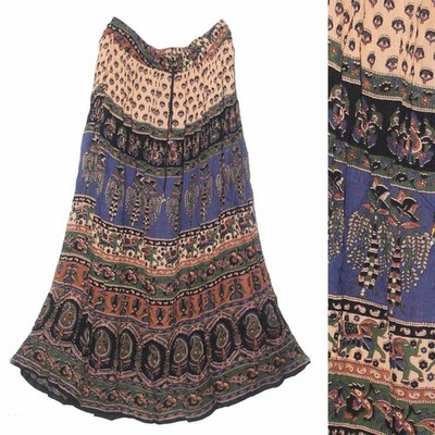 Plus Size XL To 2X Indian Ethnic Maxi Skirt For Women Hippie Boho Retro Gypsy
