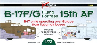 DK Decals 1/72 BOEING B-17F/G FLYING FORTRESS 15TH Air Force in Italy