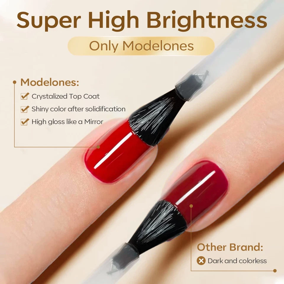 Modelones Base Coat Top Coat Gel UV LED Nagellack Set No Wipe Unterlack & Überla - Bild 4 von 4