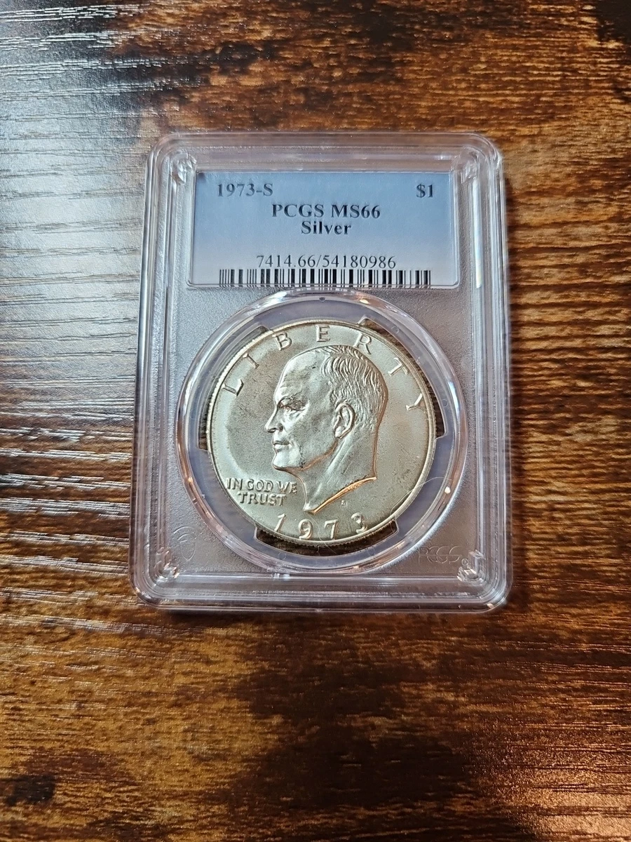 Silver MS 66 Graded 1973 Eisenhower Dollars (1971-1978) for sale