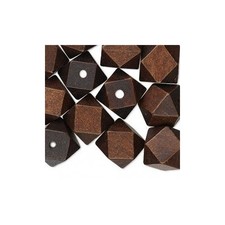 5 Wood Beads in Dark Brown - Cube - Faceted - 20mm