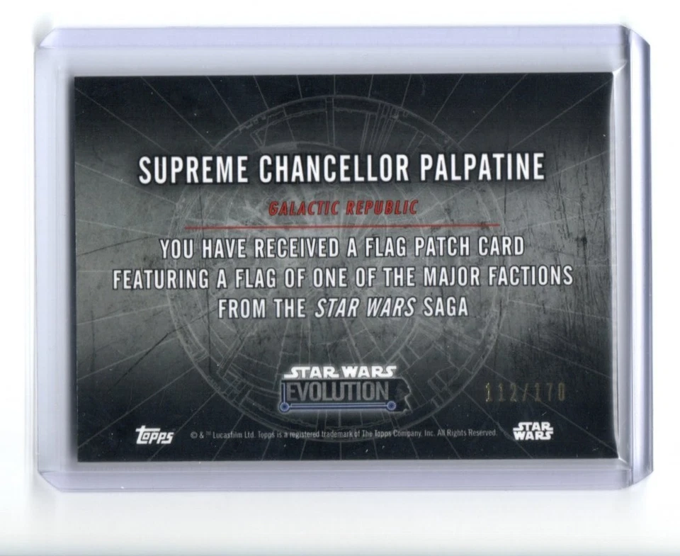 Star Wars Evolution 2016 Commemorative Flag Patch Emperor Palpatine #112/170 - Image 2 of 4