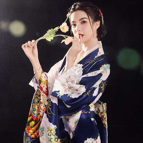 Damen Kimono Blumenmuster Yukata Braut Nachtwäsche Kleid Japanisches Kostüm - Picture 10 of 17