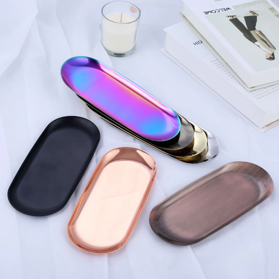 Bandeja de velas perfumada de acero inoxidable llaves de plato organizador de almacenamiento de teléfono 7 colores Foto 3 de 4