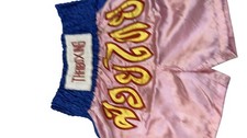 Thaiboxing Mens Medium Pink Blue Satin Muay Thai Boxing Kickboxing Shorts