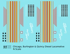 K4 N Scale Decals Burlington CB&Q Blackbird EMD Hood Diesel Red Yellow and Gray