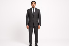 RENOIR Charcoal Suit Men New Basic 38R 54L Classic Regular Fit Business Church