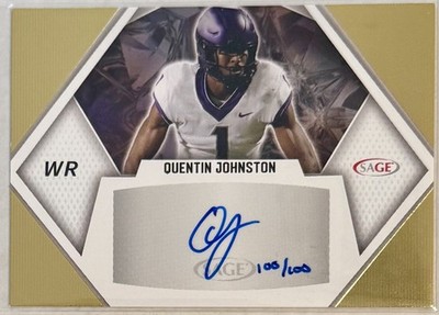 Quentin Johnston 2023 Sage Low Series Gold Auto 100/100 TCU Horned Frogs 
