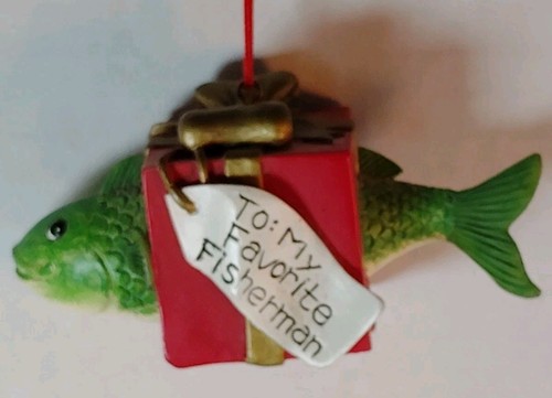 Ornamento Il Mio Pesce Pescatore Preferito Regalo Natale Rosso Verde - Foto 1 di 5