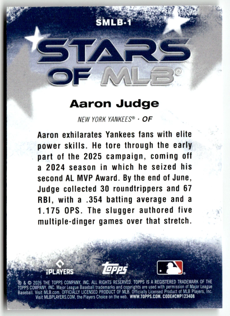 Topps MLB Series One No. 2026 SMLB-1 Aaron Judge Estrellas de MLB