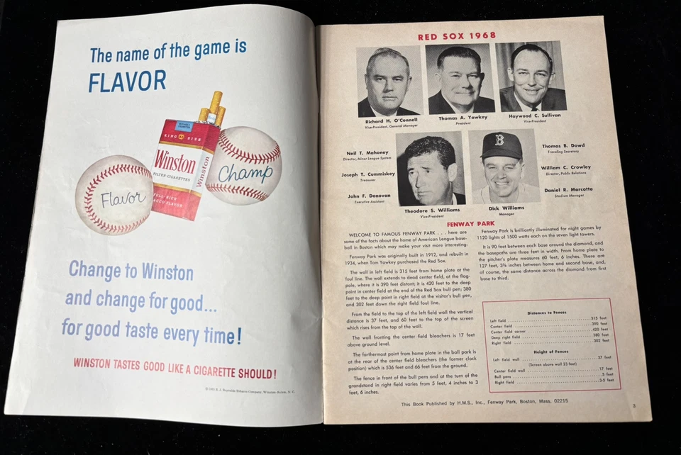 1968 Boston Red Sox Program Detroit Tigers Kaline/Yastrzemski Scored Ex ⚾️ - Image 2 of 4