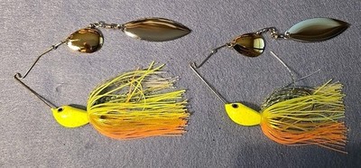 2 ~Nories 3/4 oz Spinnerbait Deep Range Crystal S +Bend Arm CWGN Elite Perch