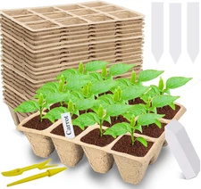 240 Cells Seed Starter Tray, 20 Pack Biodegradable Peat Pots with 200 Labels, Pl