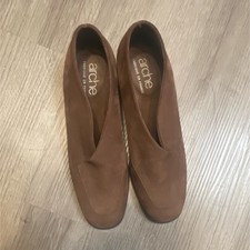 Arche Brown Suede Comfort Slip-On Low Heel Shoes Size 8.5 Model 48