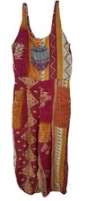 Kantha Overalls Jumpsuit One Size Boho Handmade Pockets Patchwork