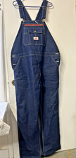 ROUNDHOUSE MENS CARPENTER DENIM BIB OVERALLS 42 X 32 ZIP FLY DARK BLUE