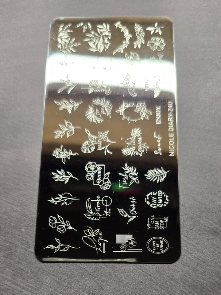 Nicole Diary 240 Placa de Sello de Uñas Flor Hoja Hojas Naturaleza Eternidad Dulce Salvaje Foto 3 de 4