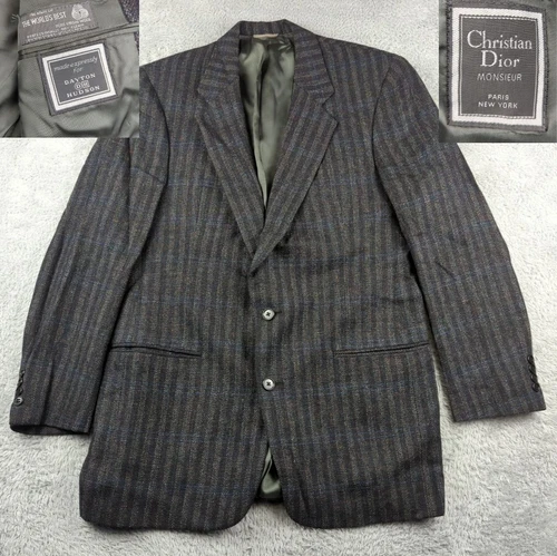 Blazer Christian Dior Monsieur vintage uomo 42L nero multi lana tweed cappotto sportivo