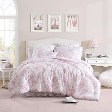 Laura Ashley - Twin Comforter Set, Soft Reversible Cotton Bedding