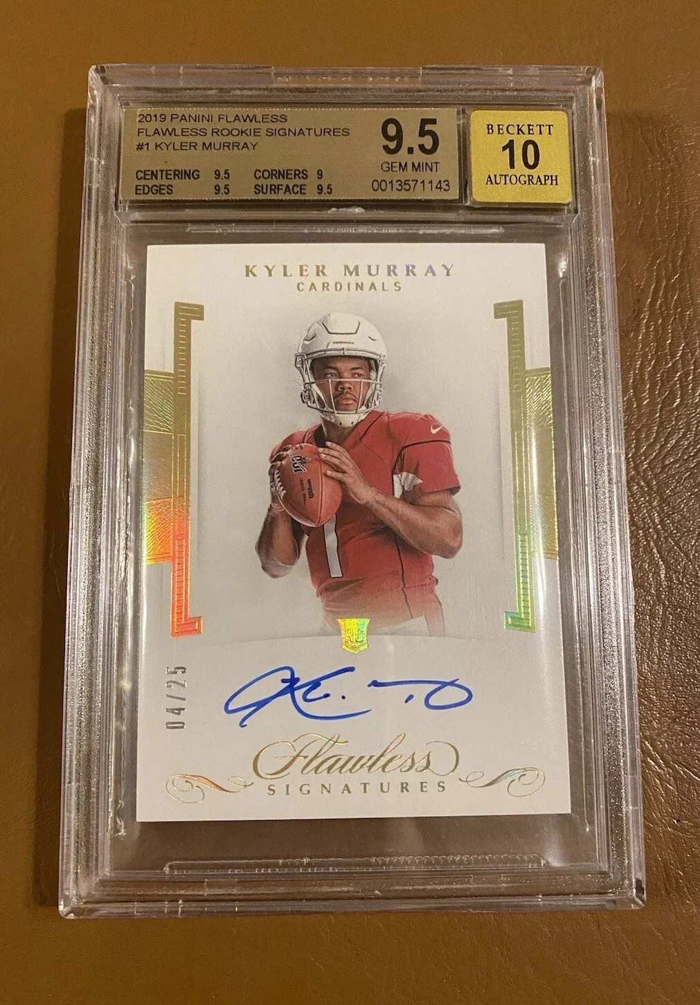Kyler Murray Panini Flawless Rookie Signatures #FRKM Platinum 1/1