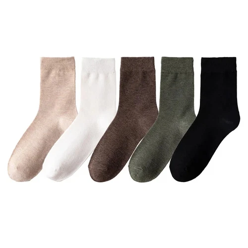 5Pairs Combed Cotton Socks Business Men High Quality Long Casual Mid Tube Socks - Picture 37 of 40