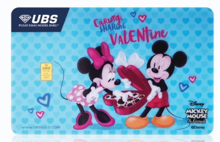 Disney - x_x.24k❤️ Disney Solid Gold 24k Card 0,1 gram Mickey Mouse Mouse Blue Happy