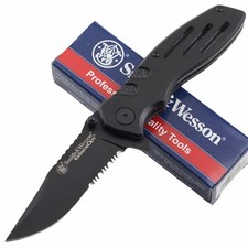 Smith  Wesson S W Extreme OPS Linerlock Folding Pocket Knife Black Aluminum