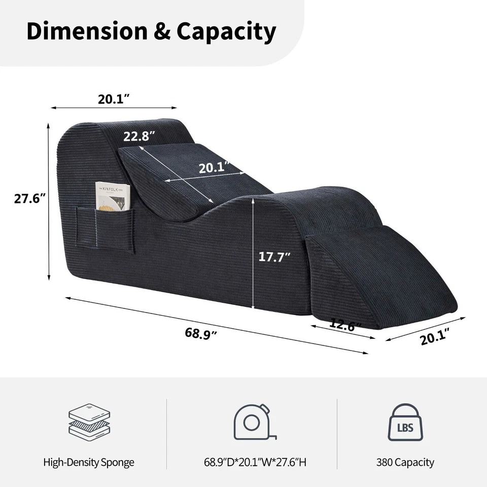 Curved Sofa Sex Chair Yoga Recliner Yoga Sofa Yoga Chair Chaise Lounge Divan Bed - Image 3 of 4
