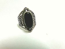 black onyx ring sterling silver open scroll design sz 5.50 wgt 7.1 grams tcw 3