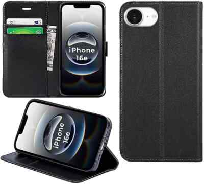 Hülle für Apple iPhone 16E 2025 Leder Wallet Flip Ständer Cover Case