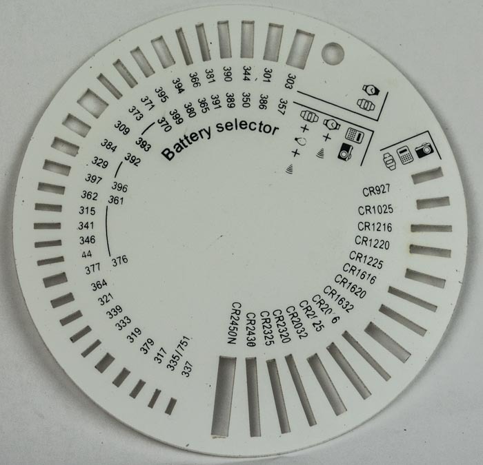 Battery selector chart type gauge watch size tool sizer cell batteries