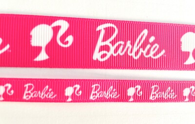 Barbie bright pink white Grosgrain ribbon  3/8'' 1/2'' 5/8'' 7/8'' bag ties bows