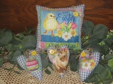 Easter Decor Fabric Sign 3 Hearts Bowl Fillers Wreath Accents Handmade Gift