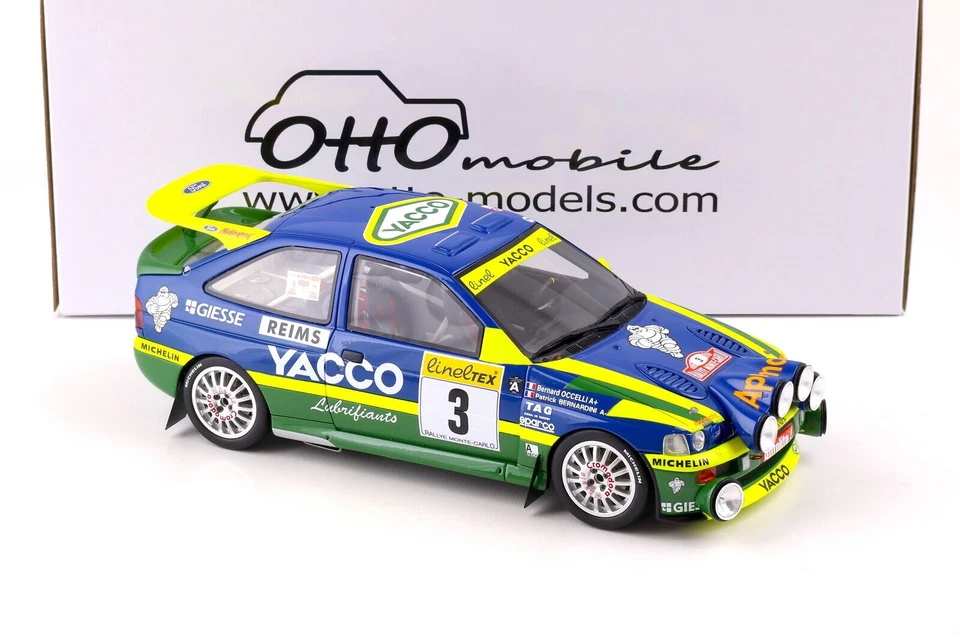 OTTOMOBILE 1:18 AUTO RESINA FORD ESCORT RS COSWORTH #3 MONTECARLO RALLY   OT1028 - Immagine 2 di 3