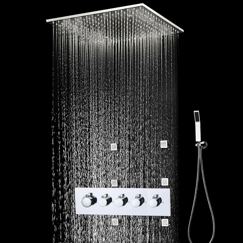 Ceiling Mount LED Shower System Rainfall - Stainless Steel, 20" Matt Black