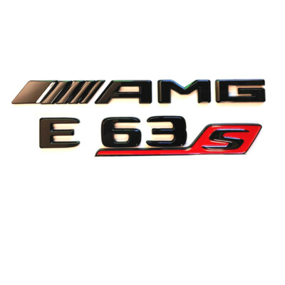 E63S AMG Badge Gloss Black Red Trunk Emblem For Mercedes E63 New 2017-2023