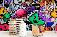 3D Graffiti Monster Self-adhesive Removable Wallpaper Murals Wall Sticker FC2