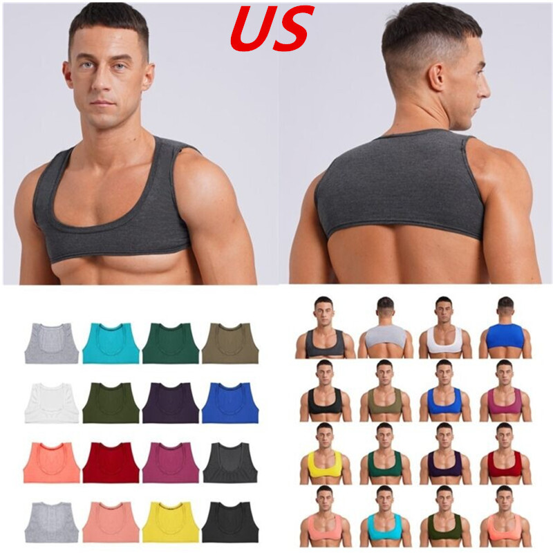 US Men's Muscle Tank Tops Low Round Neck Vest Bodybuilding Gym Workout T-Shirts