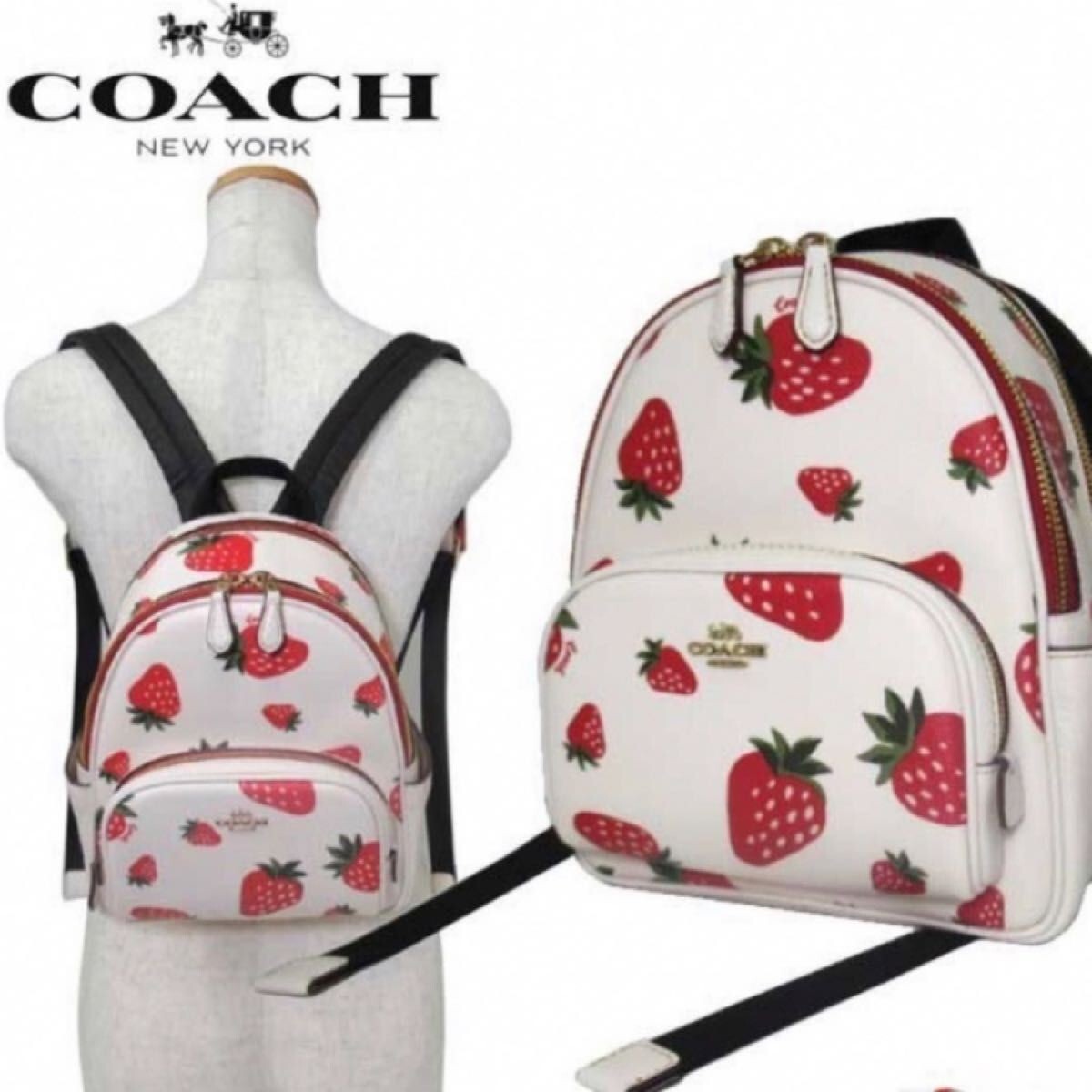 COACH Mini Court Backpack With Wild Strawberry Print … Gem
