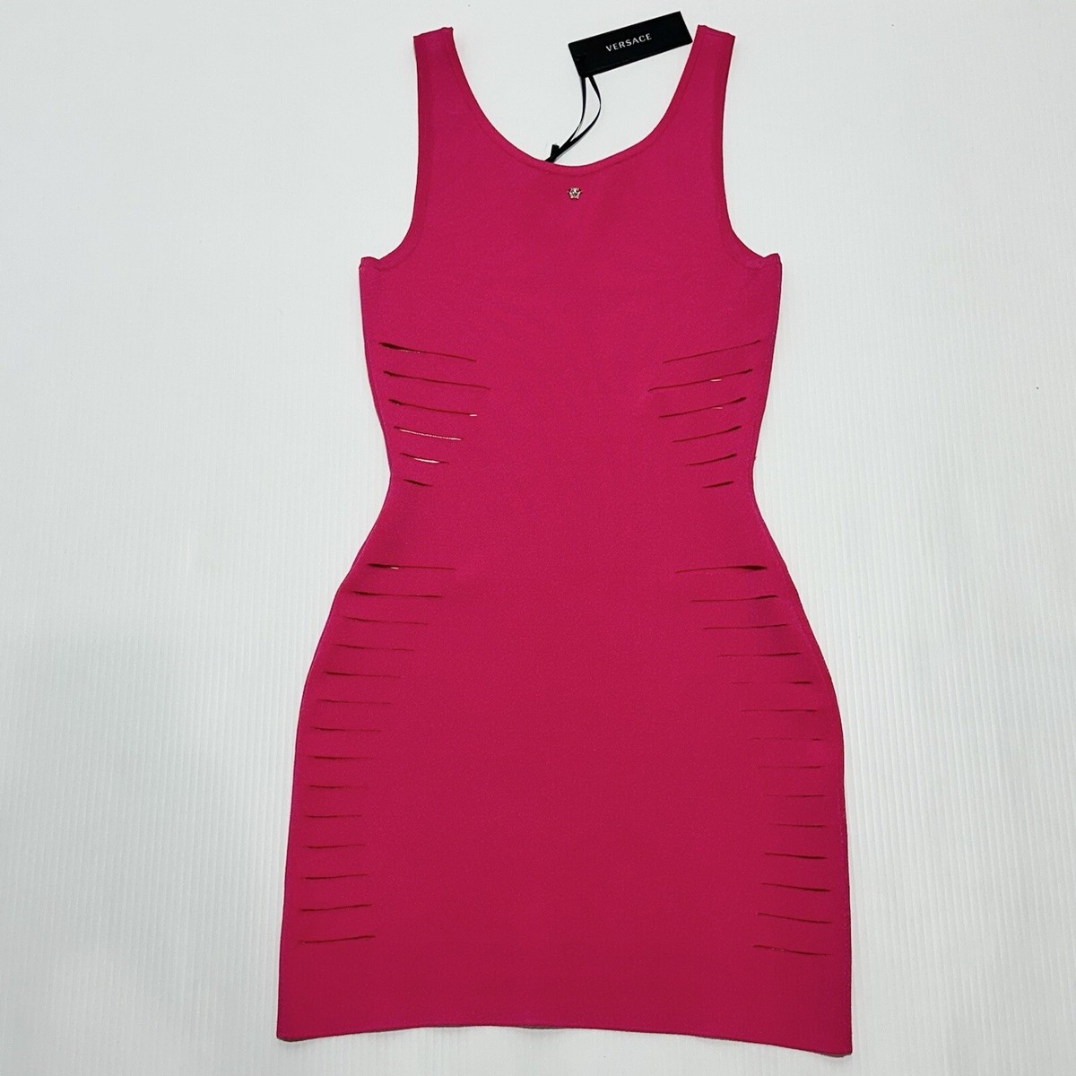 NWT$2,025 Versace Runway Cut Out Stretch Jersey Mini Dress