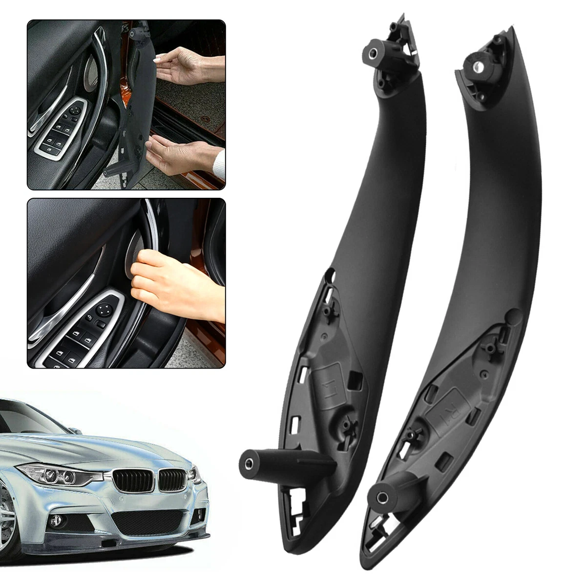 2X Front Inner Trim Door Pull Handle Black for BMW F30 F80 F31 F32