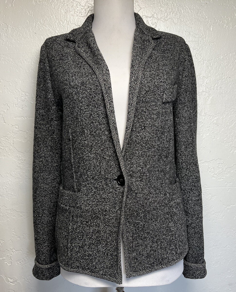 Strenesse Wool Button Sweater Blazer Jacket Sz Gray Pockets Gabriele  Strehle