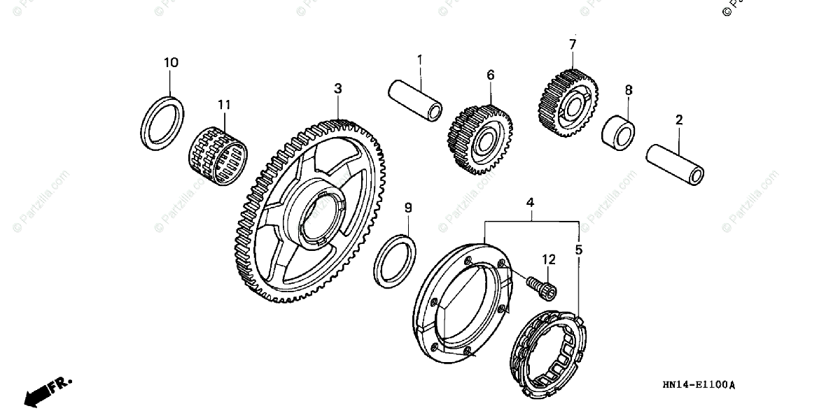 HONDA CLUTCH BASKET,STARTER GEAR BEARING TRX 400EX,450R,450ER 91022MT7