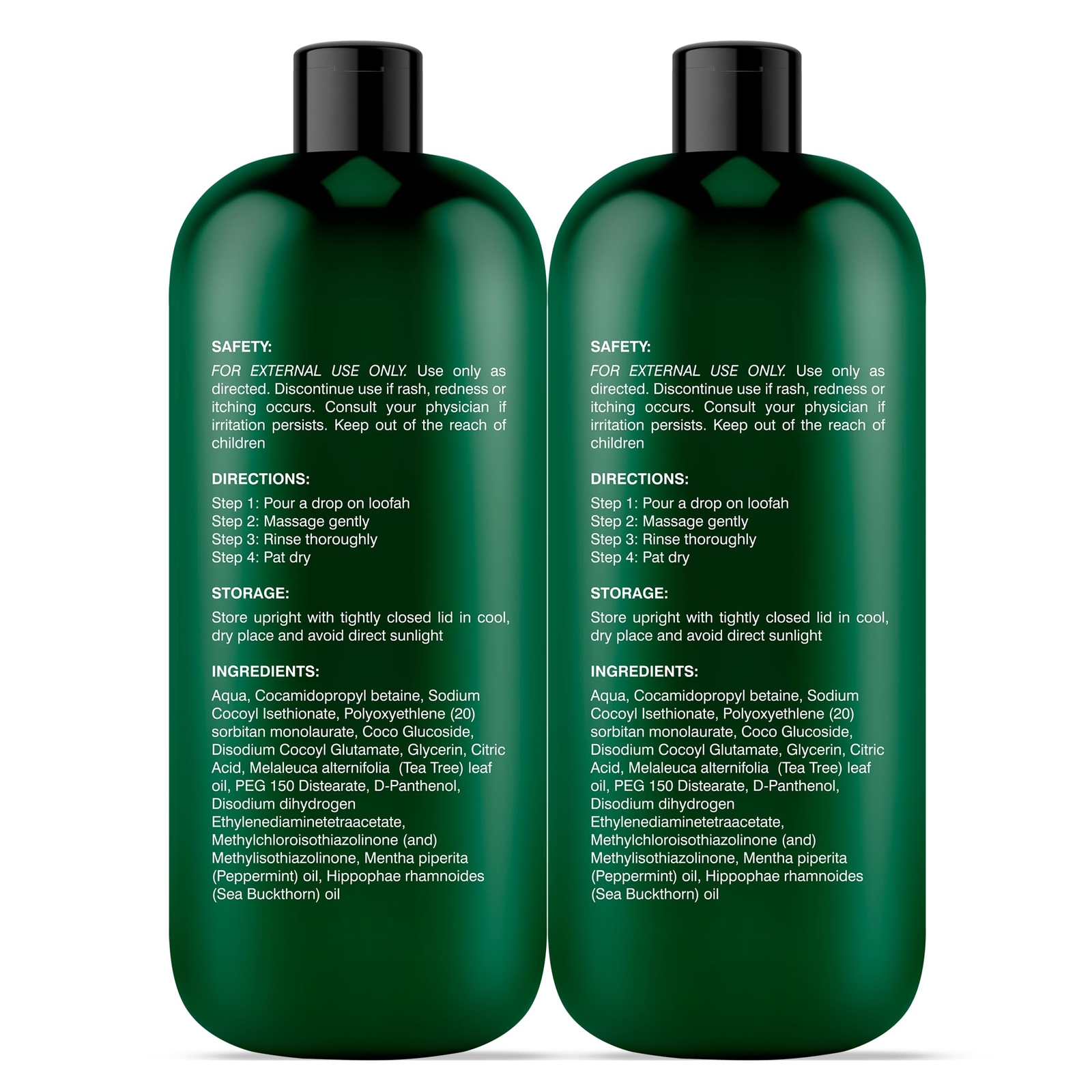 Tea Tree Body Wash with peppermint oil| for Men and Women 16 fl. oz. Pack of 2