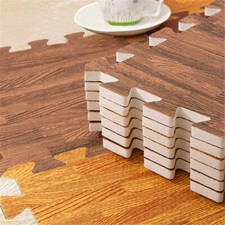 12/24 Tiles Heavy Duty Interlocking EVA Foam Floor Mat Faux Hardwood Effect Yoga
