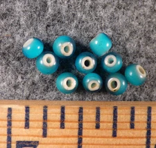 10 Original Plains Sky Blue Indian White Heart Trade Beads Venetian Pre-1800