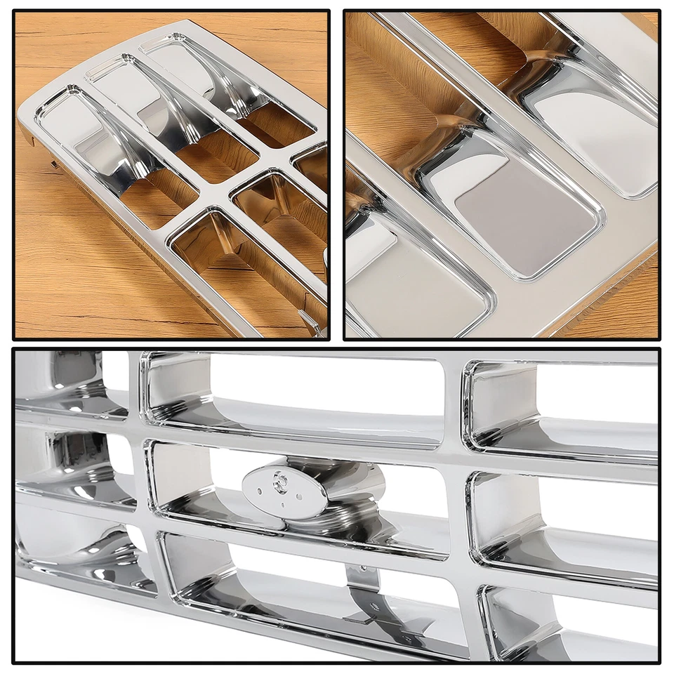 Chrome Front Bumper Grille ABS Grill For Ford F-150 F-250 HD F-350 1992-1997 - Image 2 of 4
